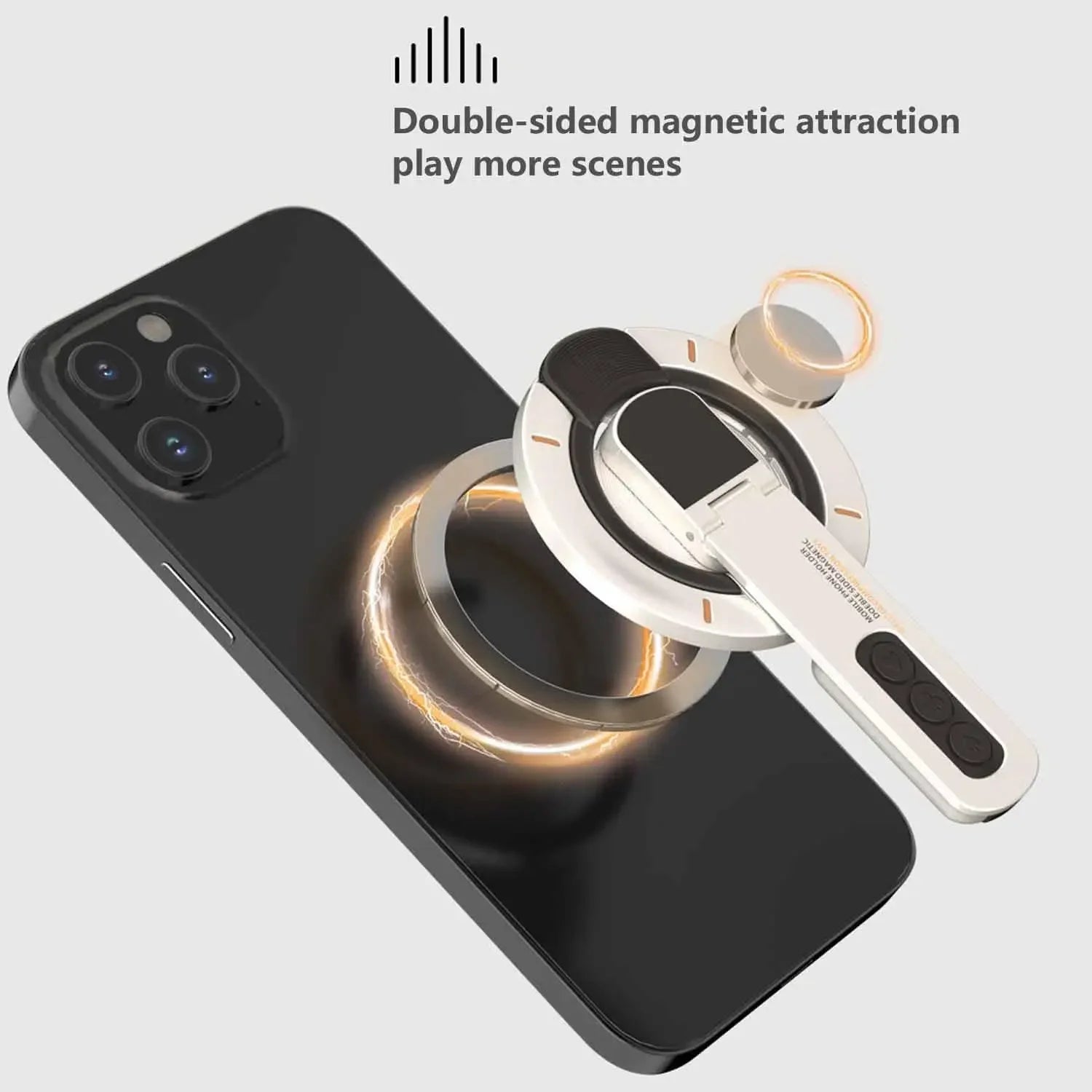 Dual-Sided Magnetic Portable Multi-Function Phone Ring Holder 360° Rotating Desktop Stand Compatible with Multiple Phone Models