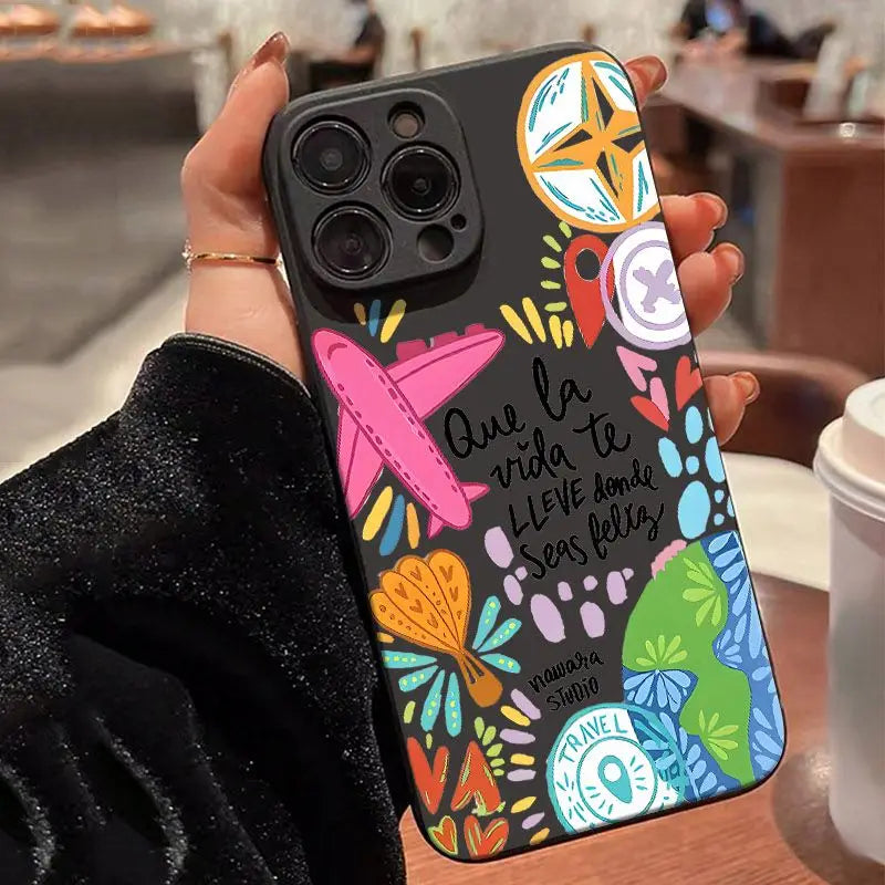 Graffiti Travel Airplane Pattern Phone Case For iPhone 17 16 Pro Max 11 13 12 14 15 16 7 8 Plus XS Max XR X 16E Air Cases Cover