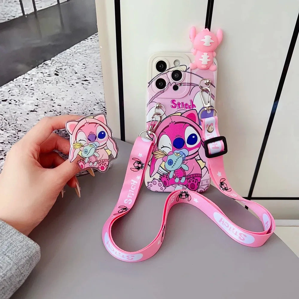 For Samsung Galaxy S20 S21 S22 S23 S24 S25 Plus Ultra FE Edge Maid stitch Case Pacifier Stitch Case With Holder Rope