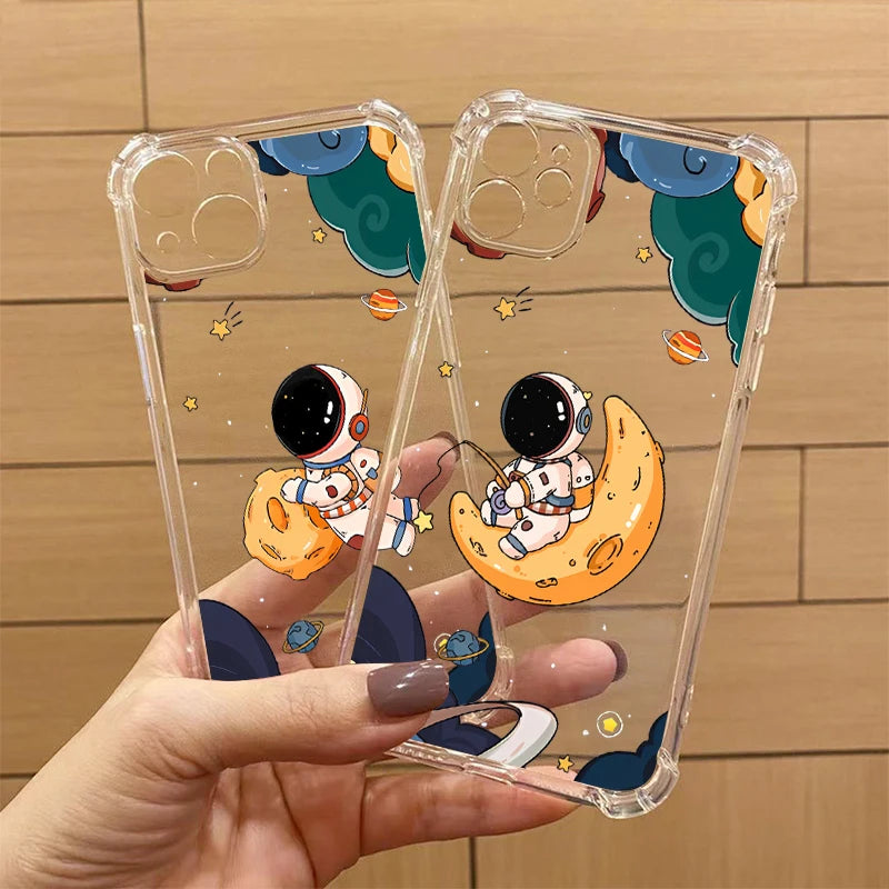 P ixel 8 Pro Lunar Astronaut Transparent Phone Case For Google Pixel 9Pro 9 8Pro 7Pro 9ProXL 6 7A 8A 8 7 6A 6Pro Cover