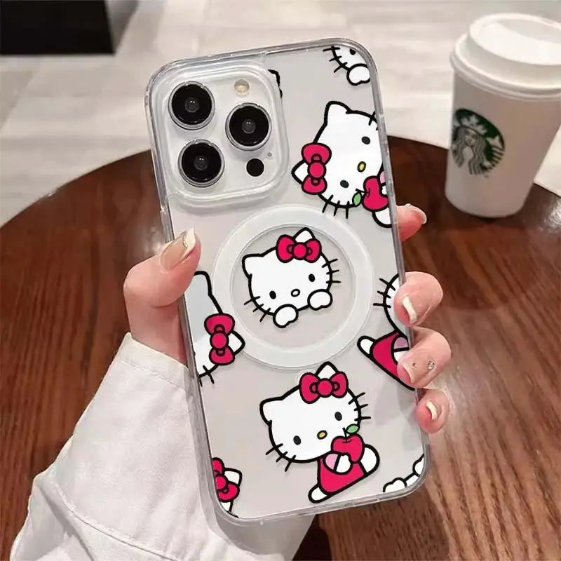 Hot Luxury Hello Kittys Magnetic Phone Case for iPhone 17 16 15 14 13 12 11 8 7 Air Plus Pro Max X XR XSMax Soft Clear Tpu Cover