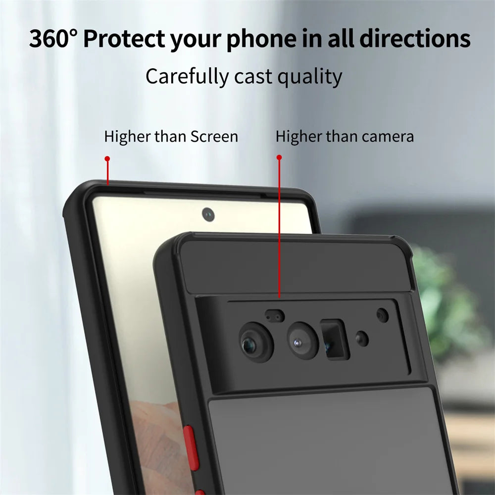 For Google Pixel 6 Pro Matte Phone Case For Google Pixel 6 7 8 9 Pro 8A Luxury Metal Ring Holder Cover ﻿