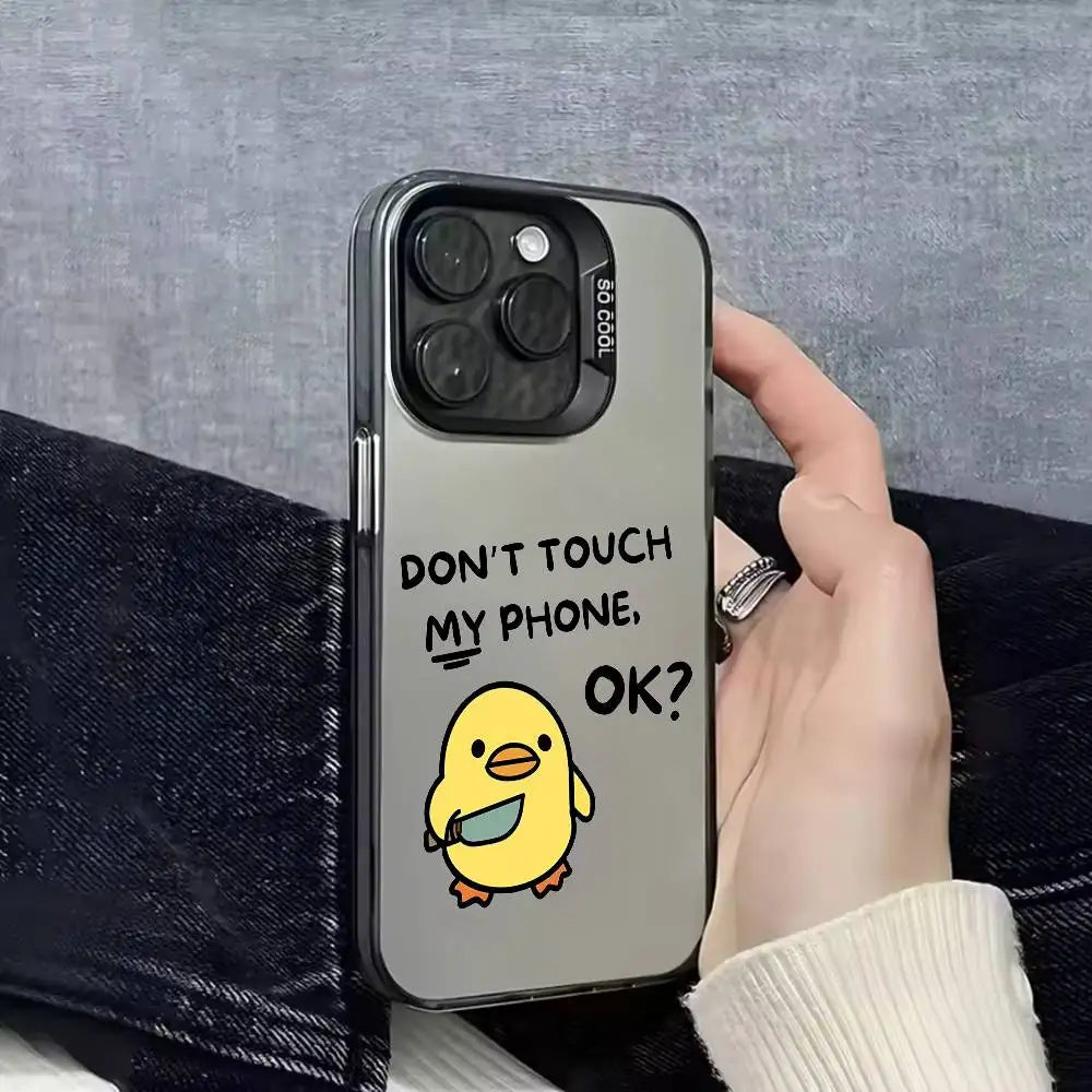 Duck Dont Touch My Phone Phone Case For iPhone 17,16,15,14,13,12,Pro,Max,Plus,E,SE4,Air,Mini Colorful IMD Box