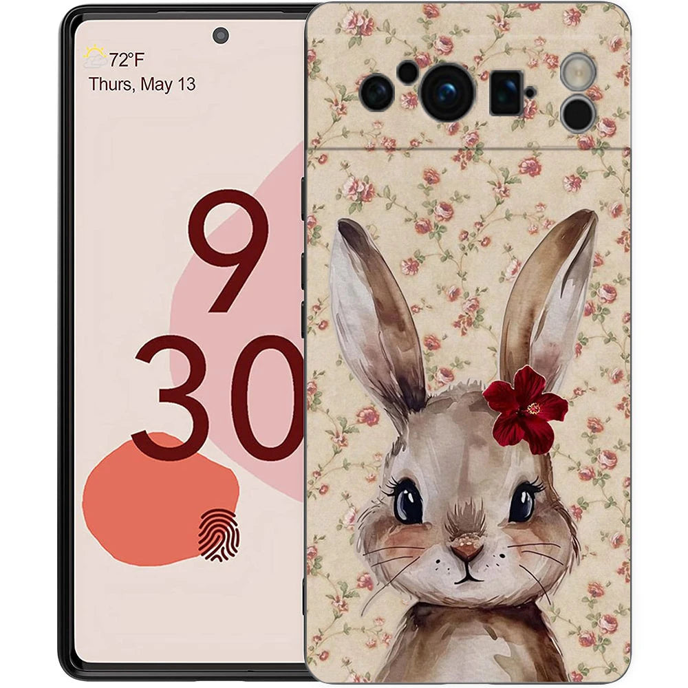 Ink And Wash Painting Rabbit Art Phone Case Cover for Google Pixel 10 9 8 7 6 7A 6A Pro Shockproof Soft TPU 9 Pro XL Shell Capas