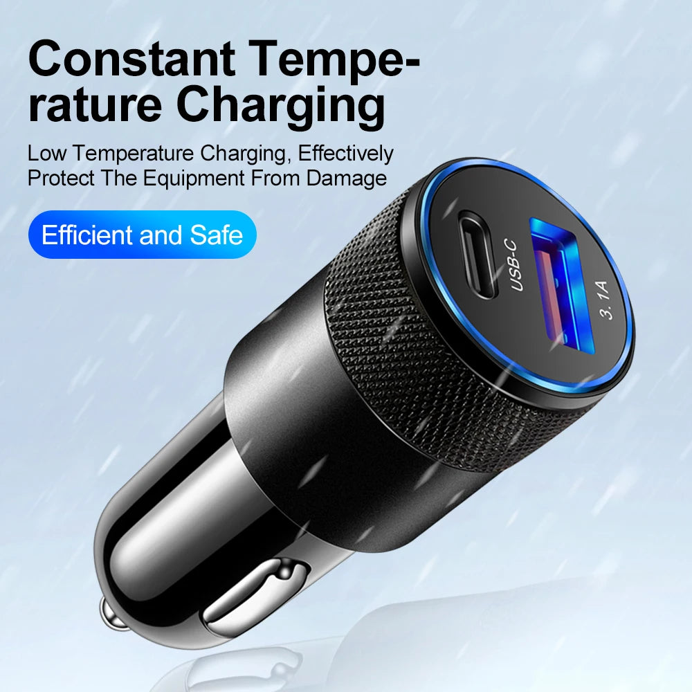 66W 3.1A USB Car Charger Type C Fast Charging Adapter For Xiaomi Huawei iPhone PD Charger Car Adapter Socket Cigarette Lighter