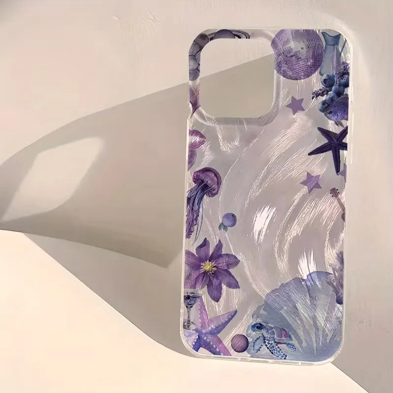 Glossy Colorful Shell Summer Ocean Pattern Phone Case For iPhone 17 Pro 16 15 14 Plus 13 12 11 Pro Max 16E 17Air XR XS Max Cover