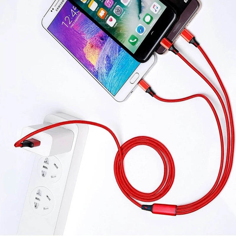 New 120W Fast Charging Cable c Multi Charger Cable Nylon Braided Multiple USB Type-C Universal Charging Cord Adapter
