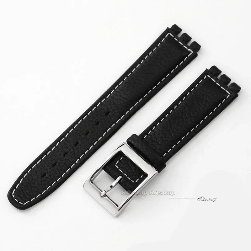 Watch Strap for Swatch 17mm Genuine Cowhide Leather Bracelet Men Women Waterproof Sport Replacement Watchband Belt Accessories