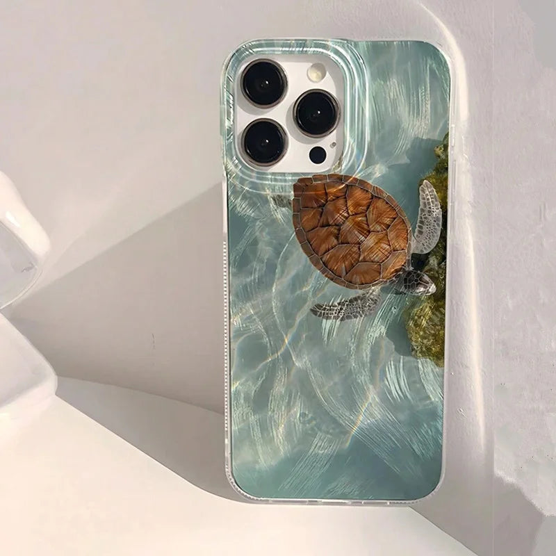 Summer Cool Turtle Pattern IMD Phone Case for Samsung A55 5G A35 A15 A34 A16 S25 S24 S23 FE Plus S22 S21 Ultra Glossy Cover