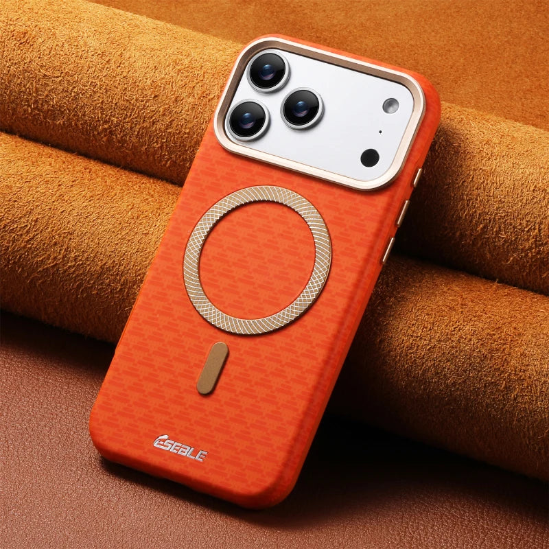 For Magsafe Magnetic Luxury Solid Color Triangle Pattern Phone Case for iPhone 17 Pro Max 15 13 14 16 Pro Max Bumper Back Cover