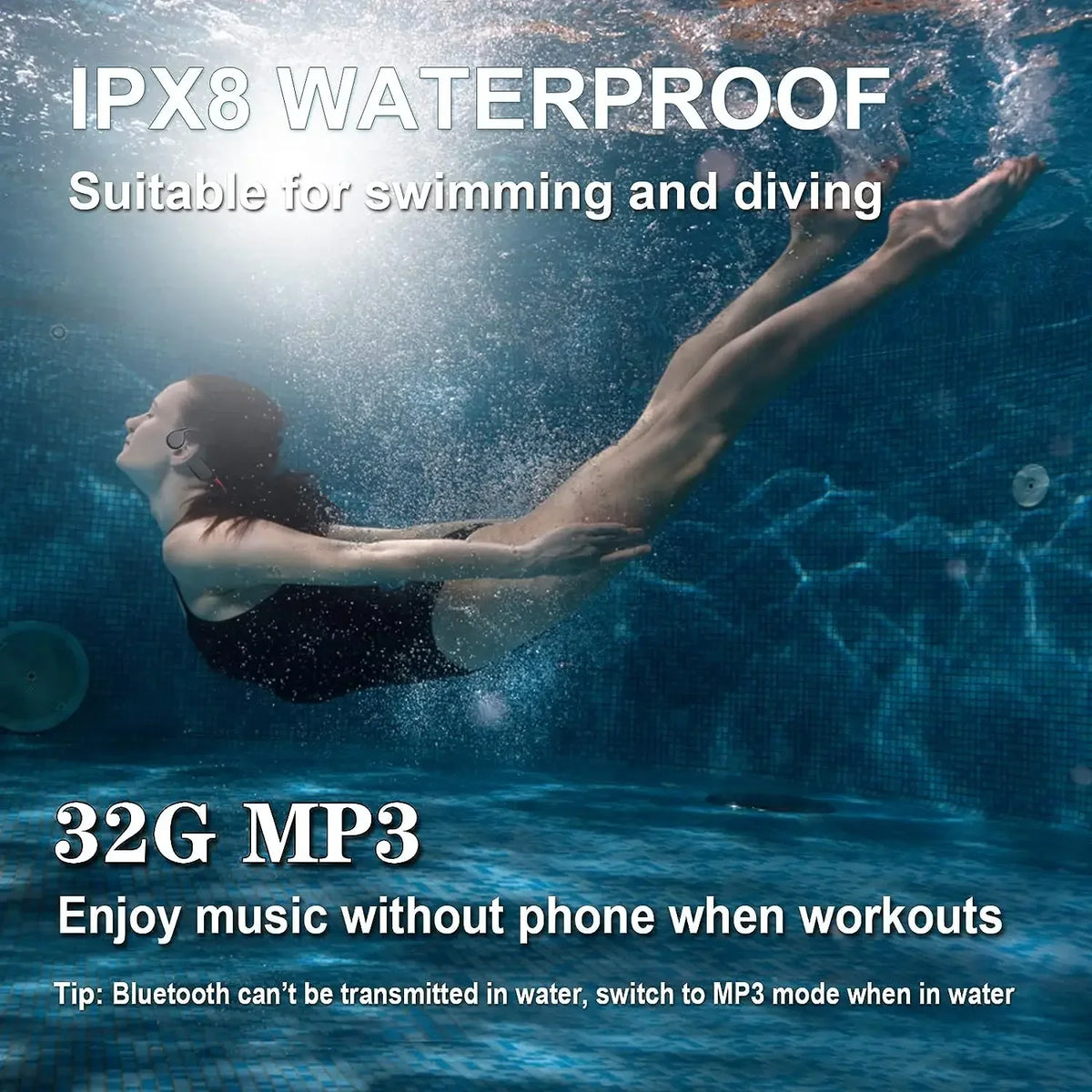 for Shokz Bone Conduction Bluetooth Headphones 32G Memory Sports for Run Waterproof Swimming Headsets for AfterShokz OpenSwim