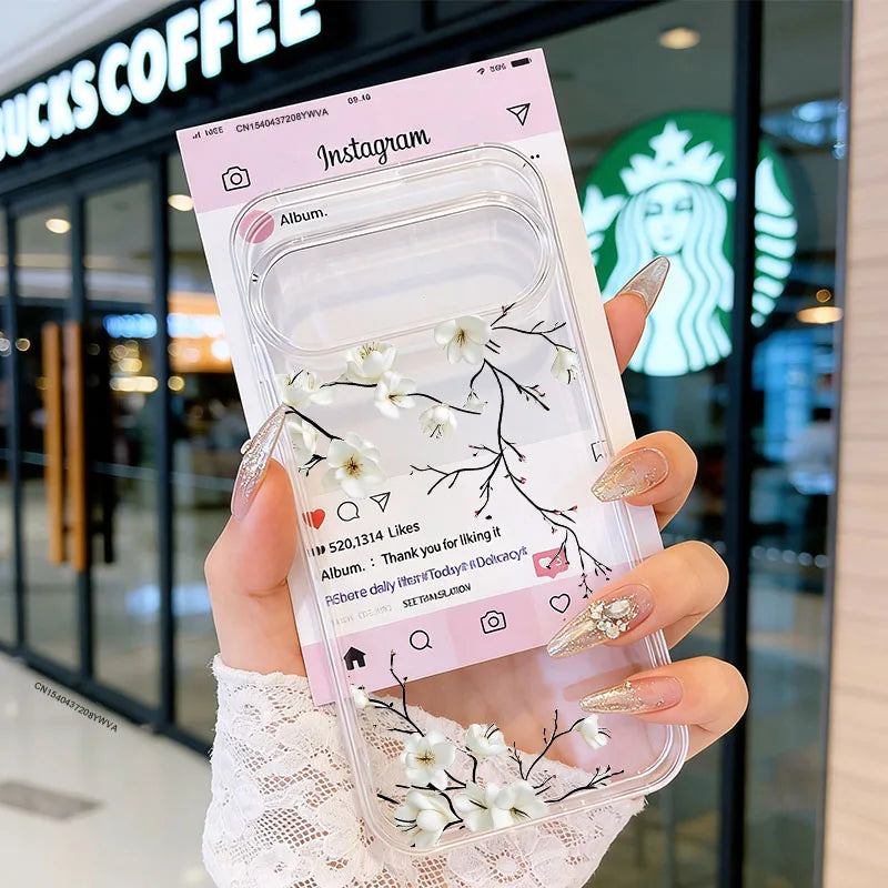 Plum Blossom Flower Phone Case For Google Pixel 10 8 Pro 9 Pro XL 6 7 7A 8A 5G Cute Floral Pattern Clear Soft TPU Cover Fundas