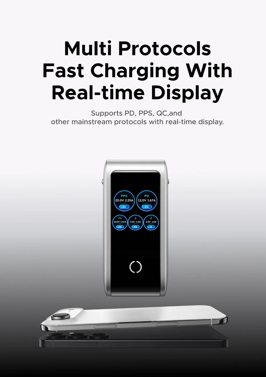 UGREEN 100W GaN Charger With Smart Display QC4.0 PD 3.0 USB C Charger For MacbookPro Laptop iPhone 17 16 Pro iPad Tablet Samsung