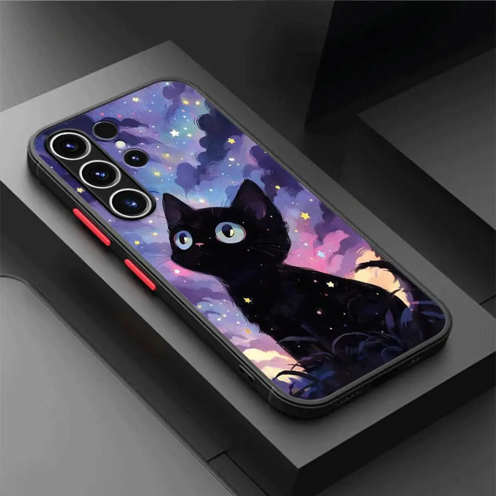 Van Gogh Art Cute Kitty Phone Case for Samsung Galaxy S23 24 Ultra S22 S20 FE S21 Plus 5G S10 Plus S22Ultra Cover