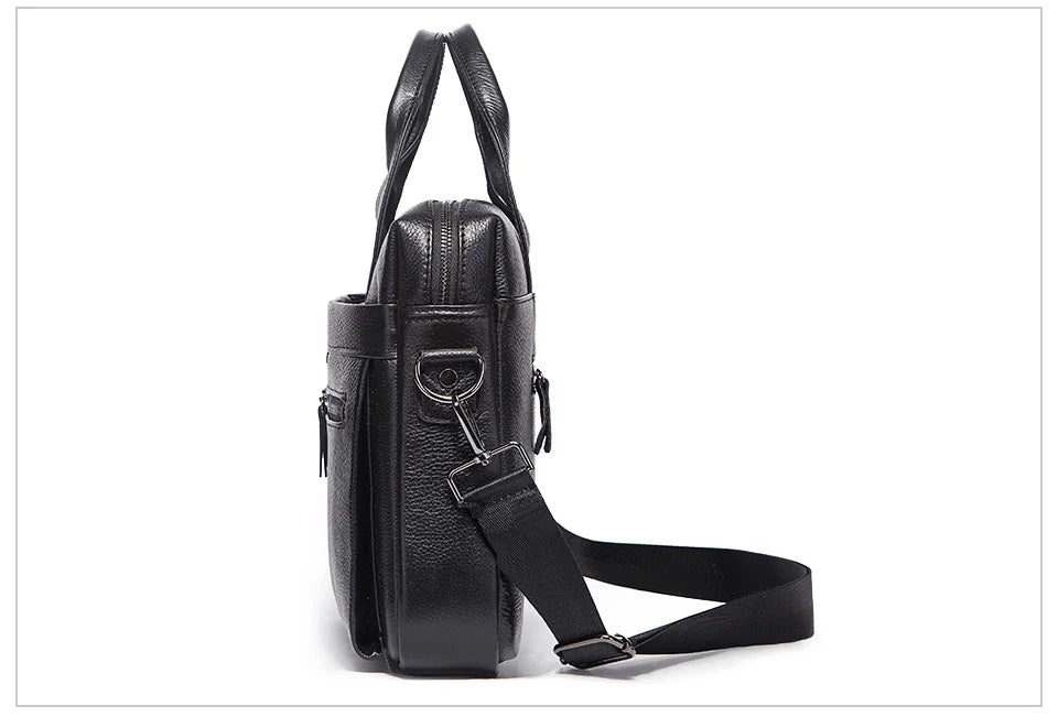 HUMERPAUL Men's Genuine Leather Briefcase Business Laptop Bag with Multiple Pockets Durable Handbag Shoulder Bags for Travel ﻿