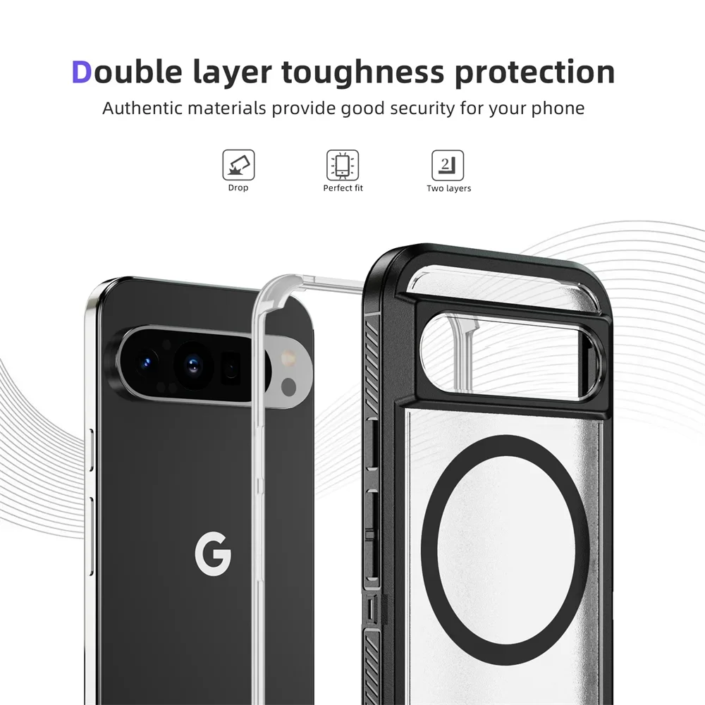 Wireless Charging Folding Stand Magnetic Armour Phone Case For Google Pixel 9 8 10 Pro XL Shockproof Protective Military Cover