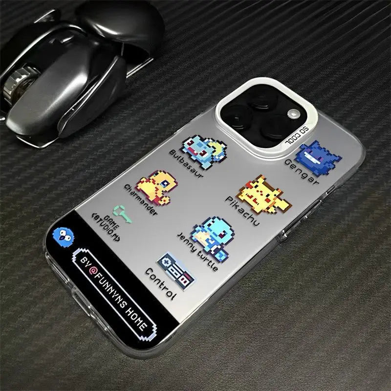 Cute Pixel Style P-Pokemon Pattern Phone Case For iPhone 17 16 15 14 13 12 11ProMax XR XS MAX 78PLUS MINI Y2K Luxury Matte Cover