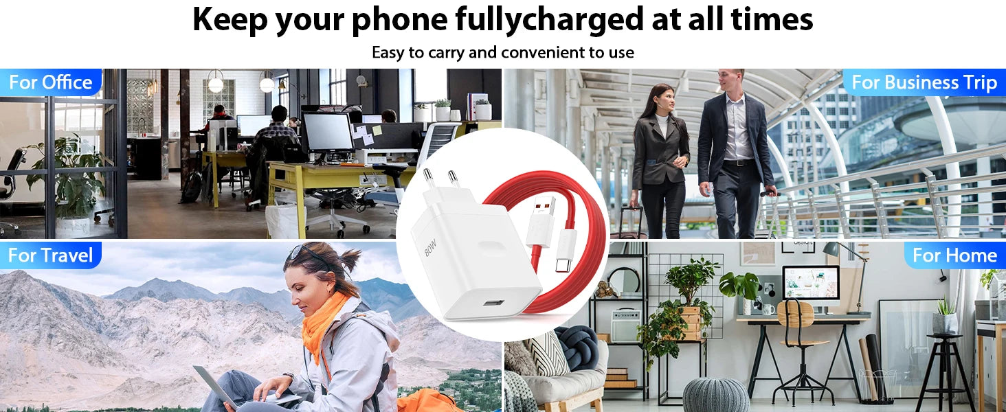 EU Plug 80W Ultra Fast Charger For OnePlus 8 9 10 11 12 13 Nord 2 2T N200 N300 5G OPPO Realme Type C USB SuperVooc Charge Cable