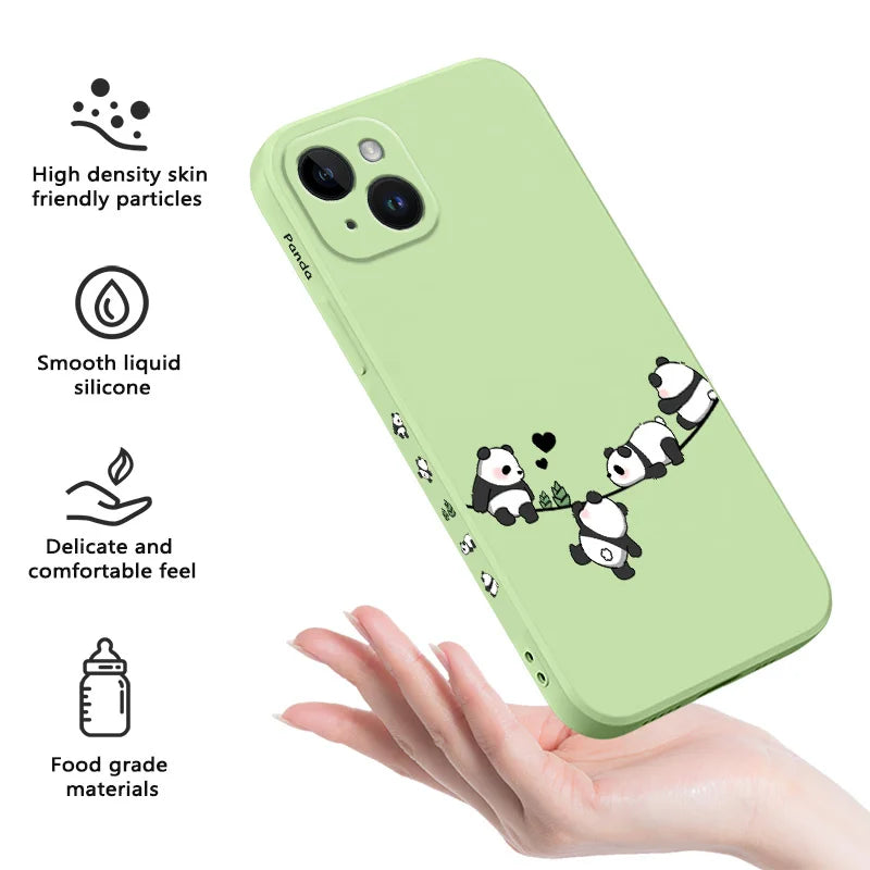 Baby Panda Phone Case For iPhone 17 17 Air 16 15 14 13 12 11 X XR XS Plus Pro Max Mini Silicone Cover