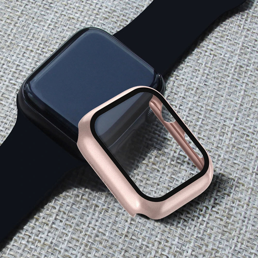 Tempered Glass+Case for Apple Watch Ultra 4 3 2 49 45 41 40 44 42 46mm PC Bumper Protector cover For iWatch 12 11 10 SE 9 8 7 6