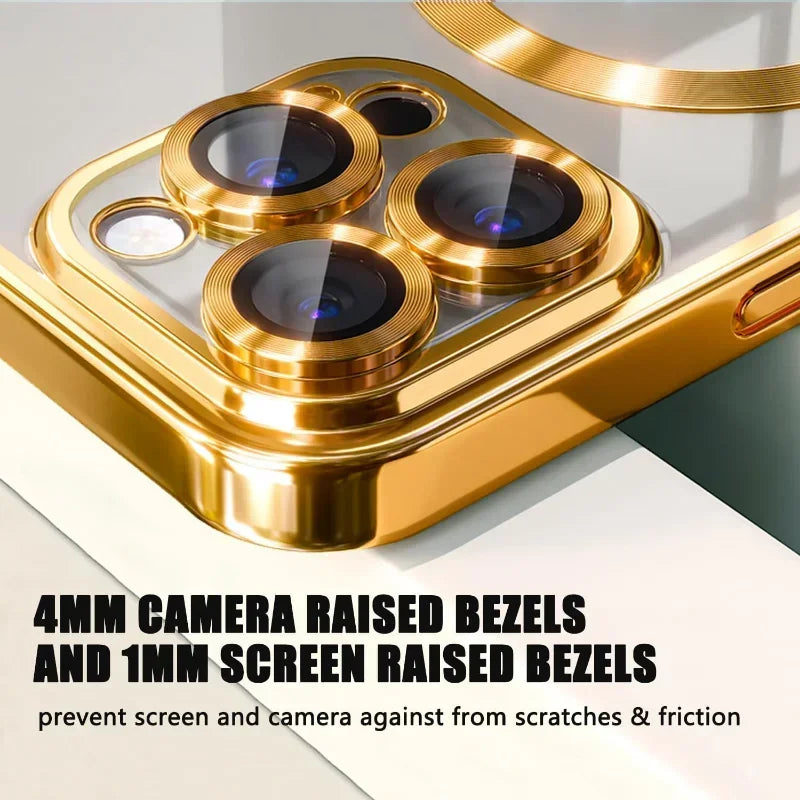 Full Protection Magnetic Wireless Charge Case For Magsafe For iPhone 17 16 15 14 13 12 Pro Max Case With Camera Lens Protector