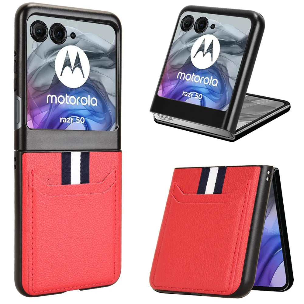 PU Leather Case for Motorola Moto Razr 70 60 50 40 Ultra Razr+ Plus 2026 2025 2024 Card Holder Lightweight Protective Cover