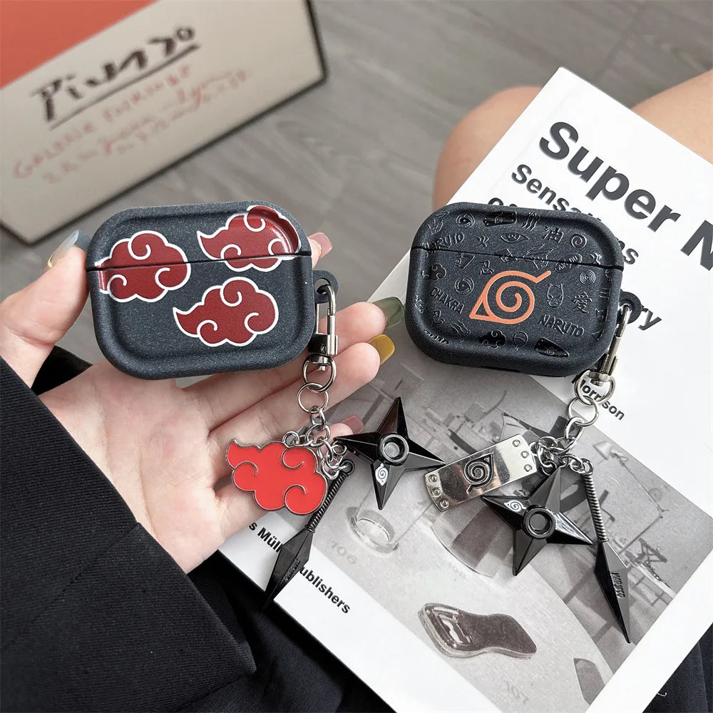 For Airpods Pro 3 Case,3D NARUTO Logo TPU Protective Earphone Cover For Airpods Pro 2/Airpods 4 3 2 1 Cover With Keychain