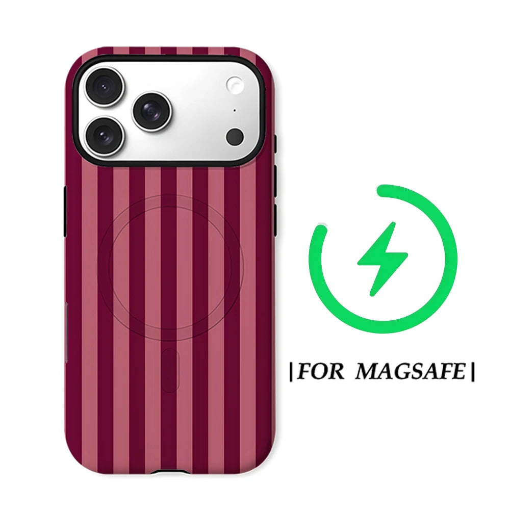 CaseLumi Matte Bumper for Magsafe Case for IPhone 17 16 15 14 Plus 13 Pro Max Shockproof Hard PC Burgundy Hearts Cover