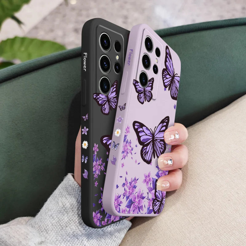 Dreamy Butterfly Phone Case For Samsung Galaxy S25 S24 S23 S22 S21 S20 Ultra FE S10 S10E Plus Note 20 Ultra Silicone Cover