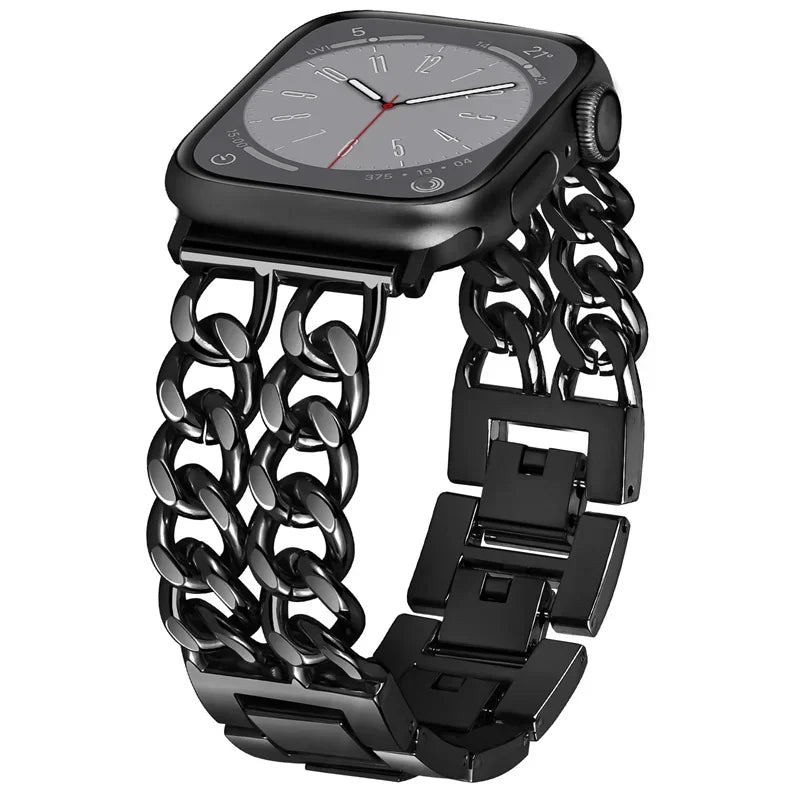 Link Bracelet for Apple Watch Band Ultra 2 49mm 40mm 44mm 41mm 45mm Metal Stainless steel IWatch Strap Series 9 8 7 SE 6 5 4 3