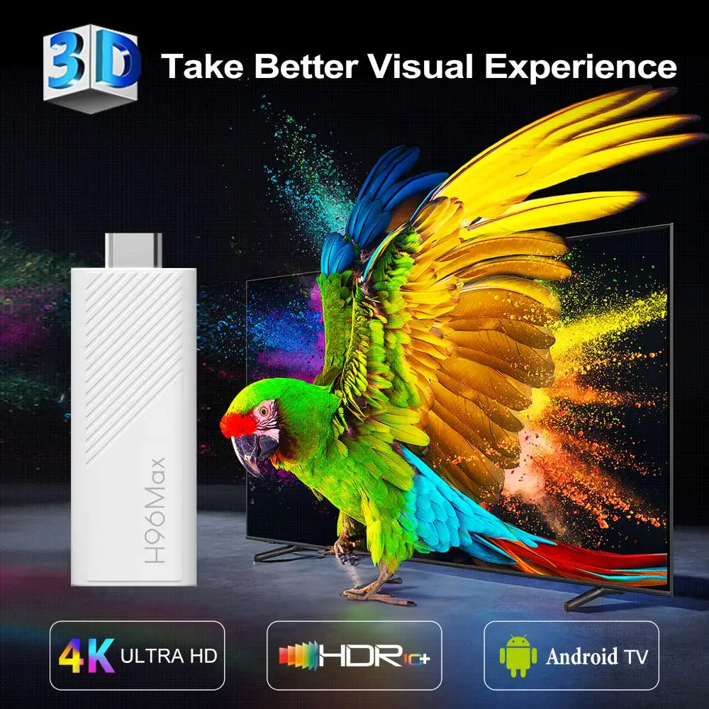 Android TV Stick H96 Max H313 Allwinner Quad Core 4K Wifi6 BT Voice Assistant Remote Control Media Player Smart TV Box