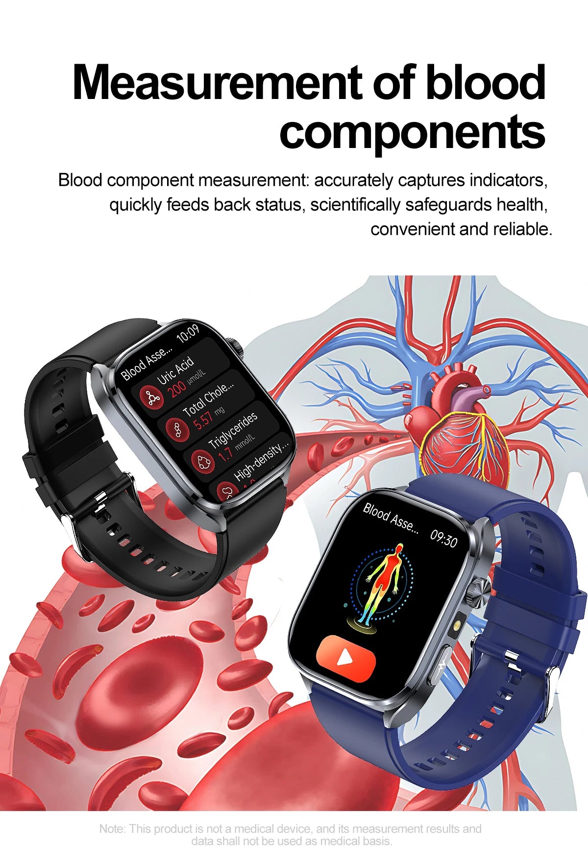2026 New Accurate ECG Smart Watch Heart Health Analysis Blood analysis Blood Lipid Blood Pressure BT call Smart Watches For Men