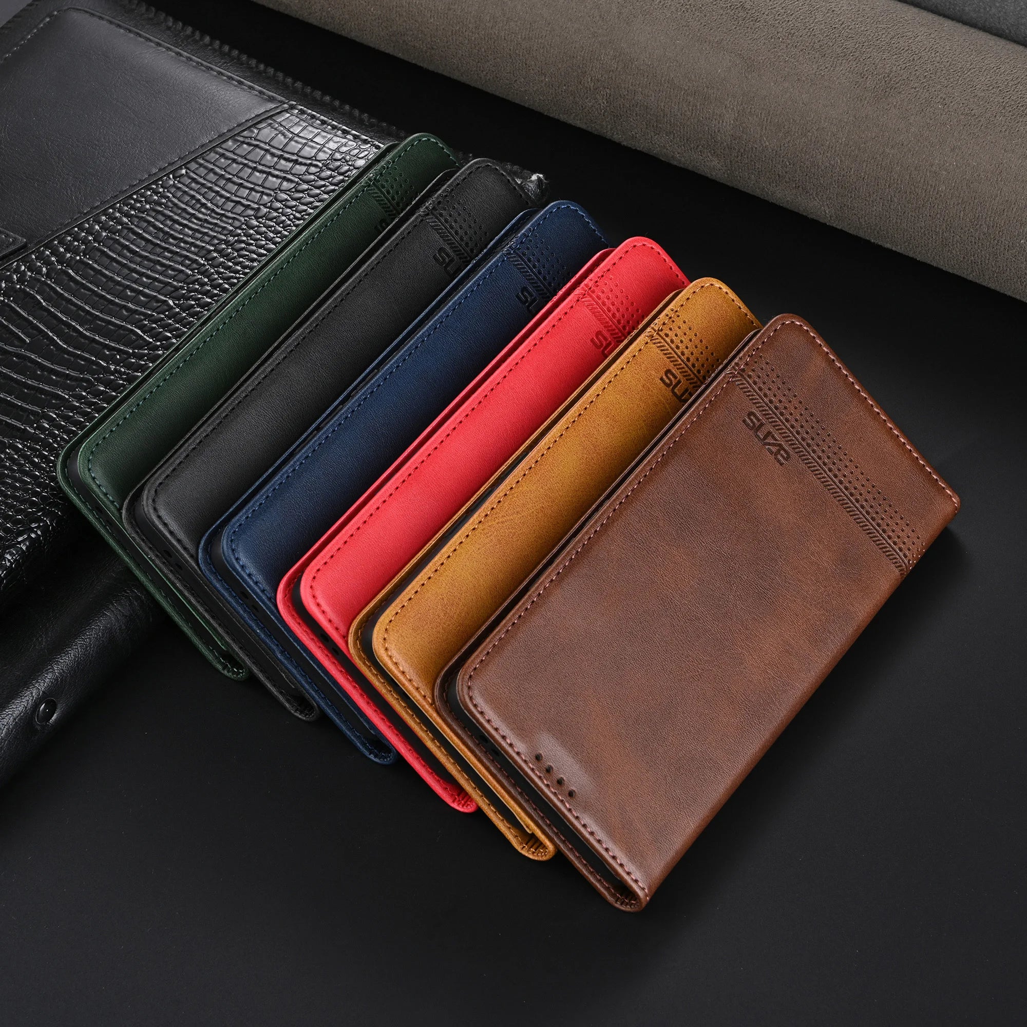 EUCAGR PU Leather Wallet Phone Case For Samsung Galaxy S26Ultra/S25/S24/S23/S22/S21/S22/S21/S20/S10/S9/S8 Cord Slot Holder Cover