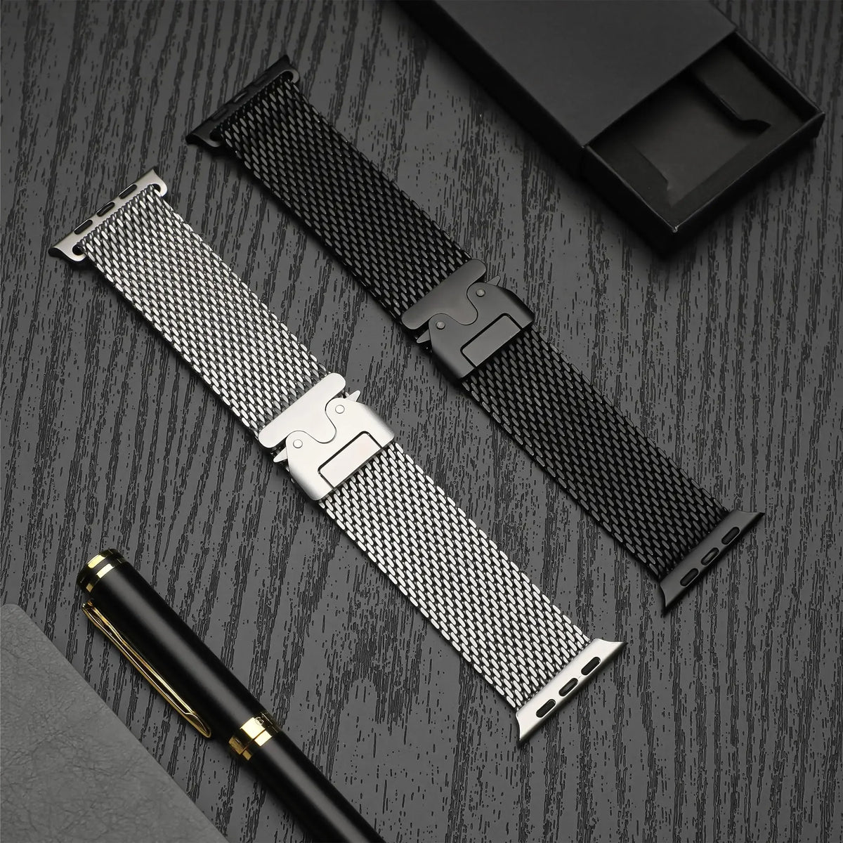 Titanium Band for Apple Watch Ultra 3 4 49mm 44 45 46mm 40 41 Series 12 10 Natural Milanese Loop IWatch Secure Parachute Buckle