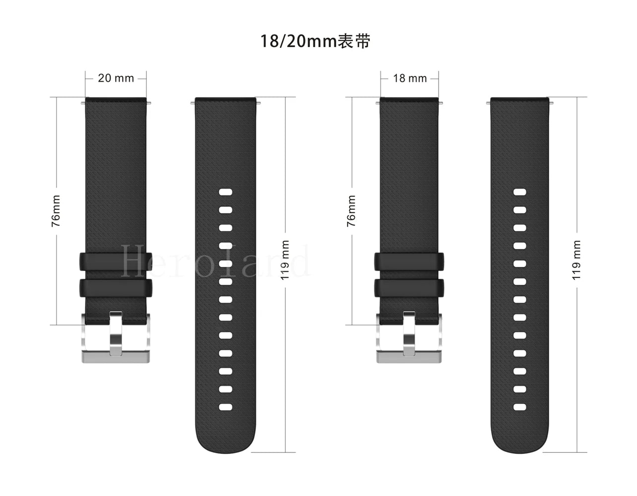Premium Silicone Watchband WatchStrap Silicone Bracelet Quick Release Rubber Strap WristBand 18mm 20mm 22mm Width Replacement