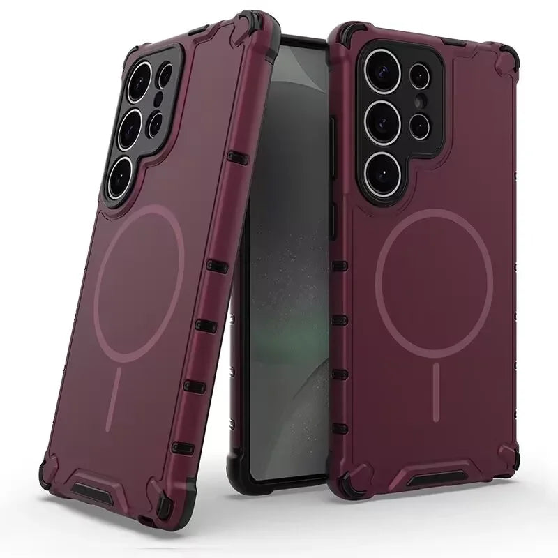 New luxury and cool Magsafe wireless magnetic charging anti drop armor case for Samsung Galaxy S25 S24 S23 Ultra Phone case