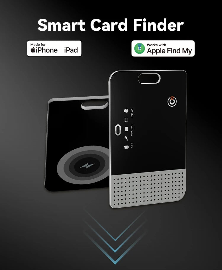 RSH Thin Wallet Card Tracker Wireless Charging Smart Tag Bluetooth Air Tag for Apple Find My APP IOS Keys Suitcase Bag Locator