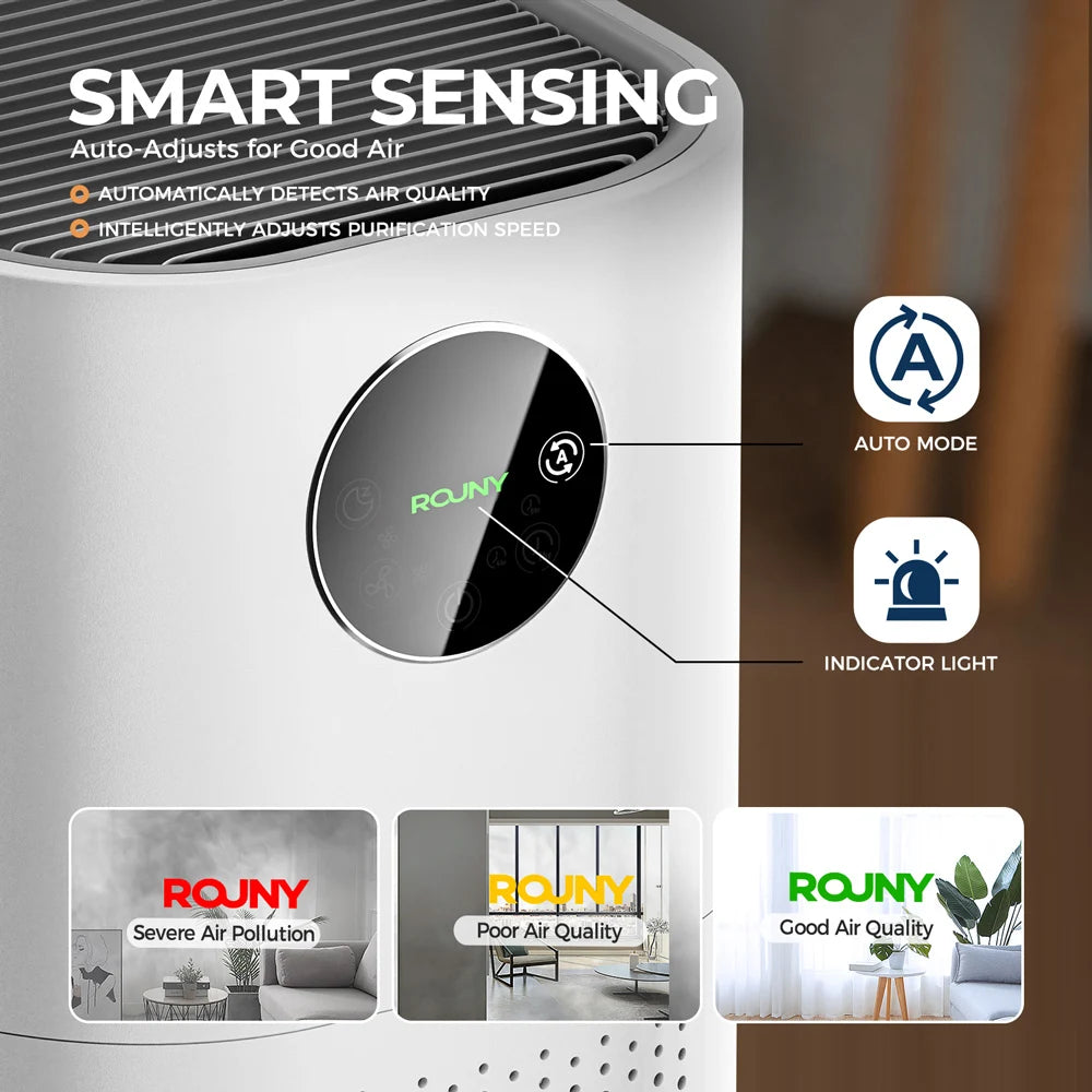 2-in-1 Air Purifier with Humidifier Combo for Home Allergies and Pets Hair, Smokers in Bedroom, H13 True HEPA Filter，White