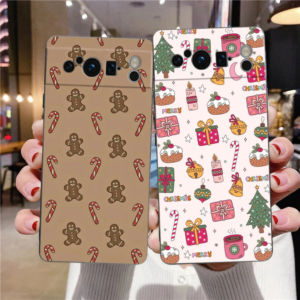 For Google Pixel 10 Pro Phone Case Pixel 9 Pro XL TPU Case Pixel 8 Pro 9A 8A 7A 7 6A 6 Pro Soft Cover Cartoon Christmas