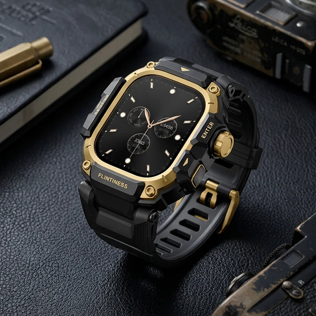 Mod Kit  Case+Strap for Apple Watch Bands Ultra 3 49mm 2in1 TPU Bracelet+Metal Protective Bumper Cover for iWatch Ultra 2 1