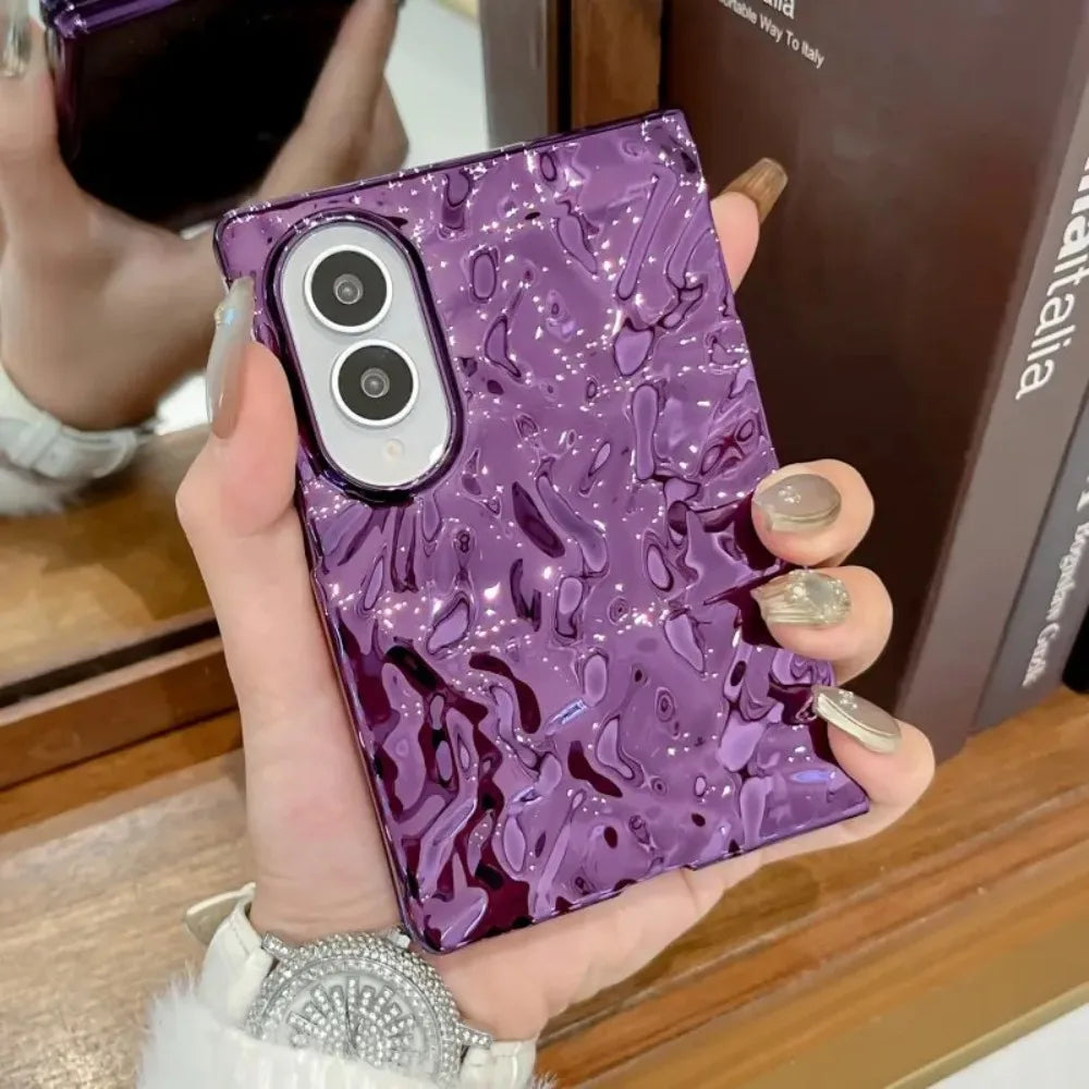 Luxury Plating Water Ripple Advanced Phone Cases for Samsung Galaxy Z Fold 8 Ultra 7 6 5 4 Fold8 Shockproor Ultra-thin PC Cover