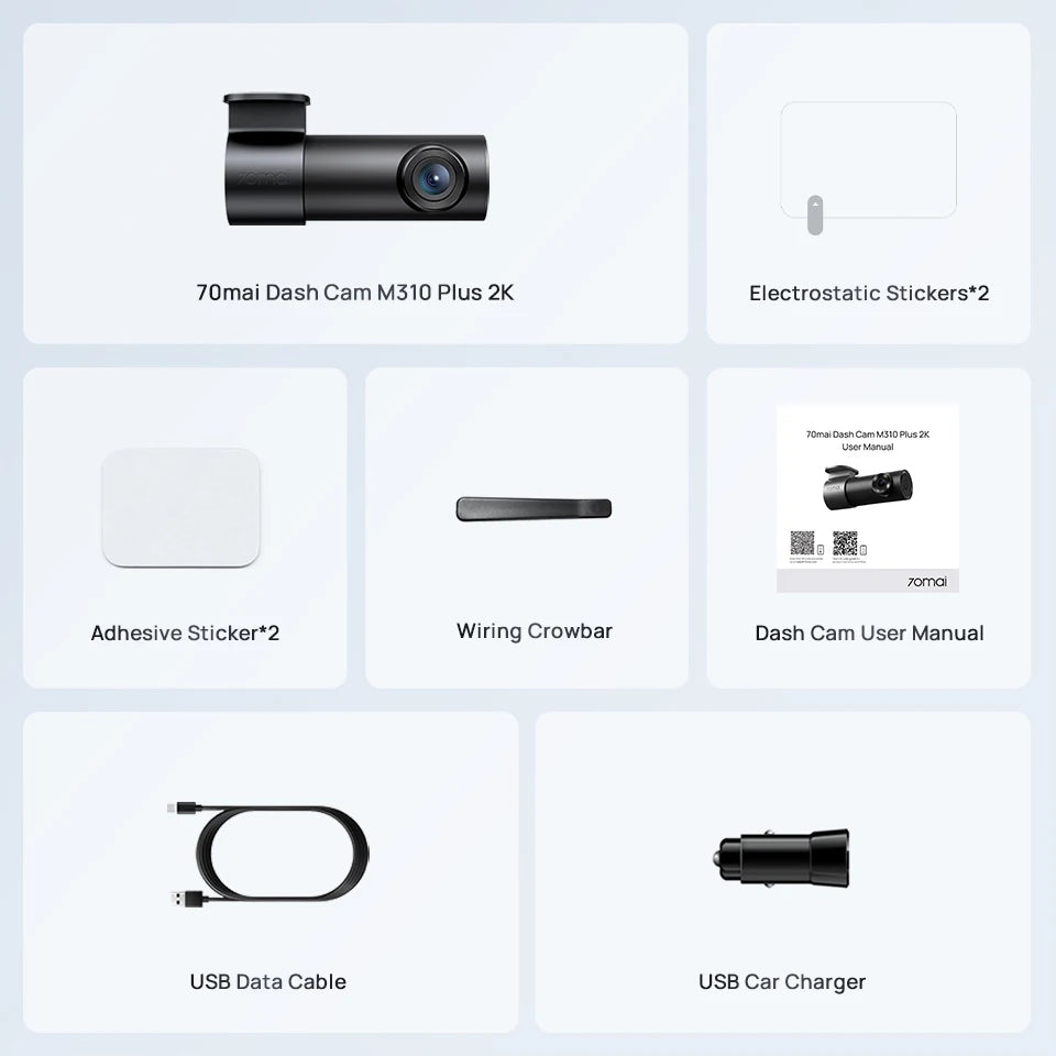 70mai M310 Plus 2K 1440P Dash Cam 143°FOV f/1.55 Large Aperture Smart Voice Control 24H Parking Guard Night Vision Car Camera