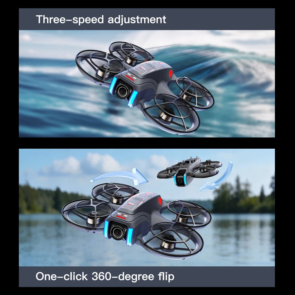Mini Drone 8K HD-VR Dual-camera 180 ° ESC Optical Flow Obstacle Avoidance Motor Drone UAV Remote Control Quadcopter Universa Toy