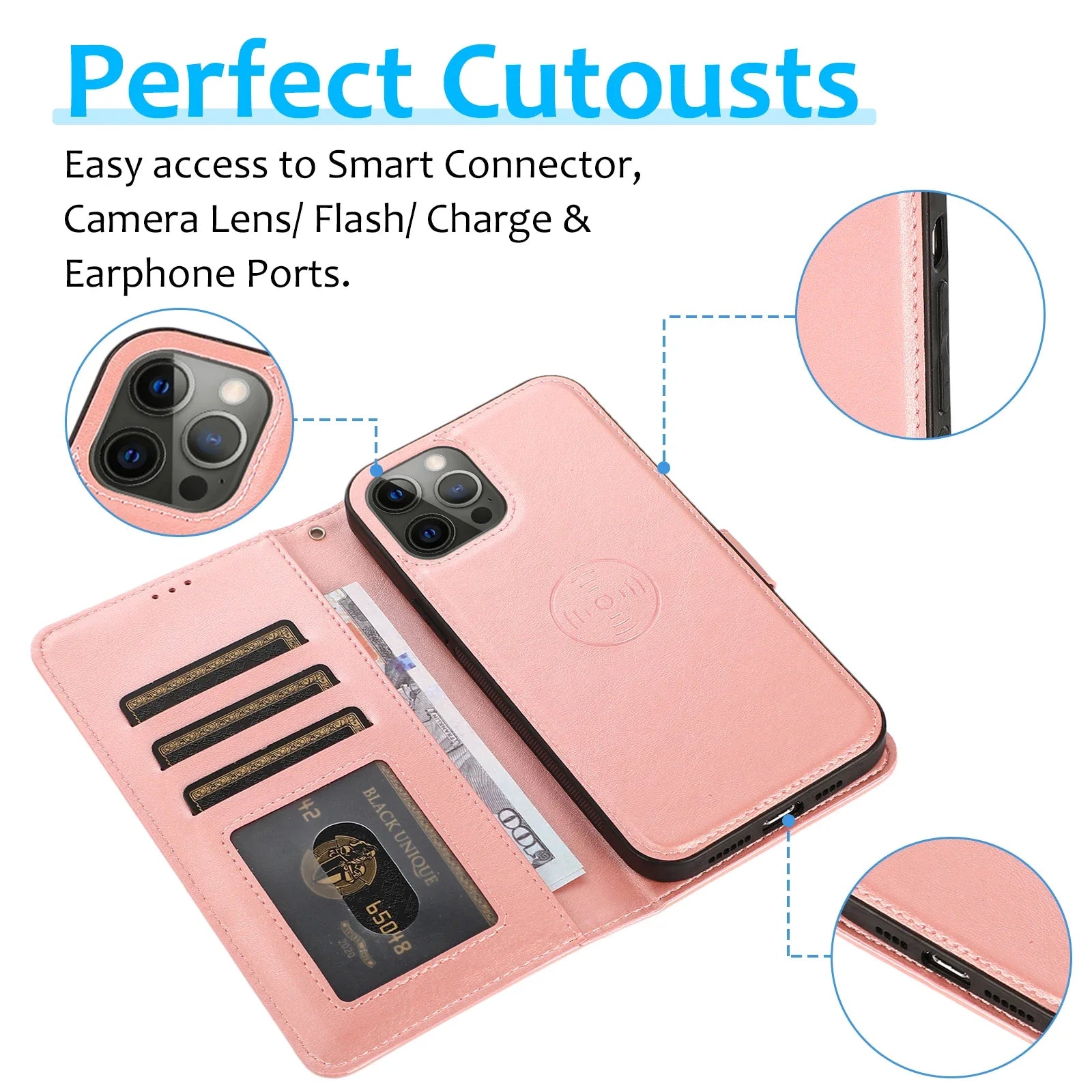 2 in 1 Magnetic Flip Leather Wallet Case for iPhone 16 Pro Max 14 15 Plus 13 12 11 17 Air SE 2022 Card Slot Detachable Cover