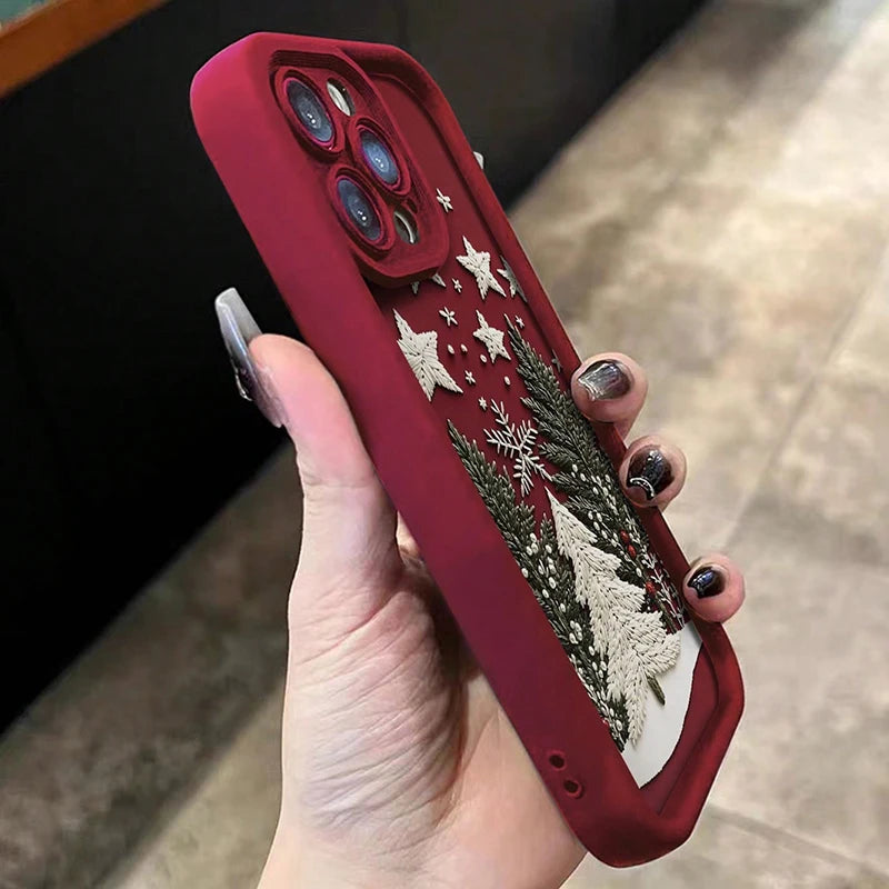 Green Christmas Tree Phone Case For IPhone 17 Air 11 13 12 Pro Max 14 15 16 Plus 16E Shockproof Soft Bumper Cover Case Funda