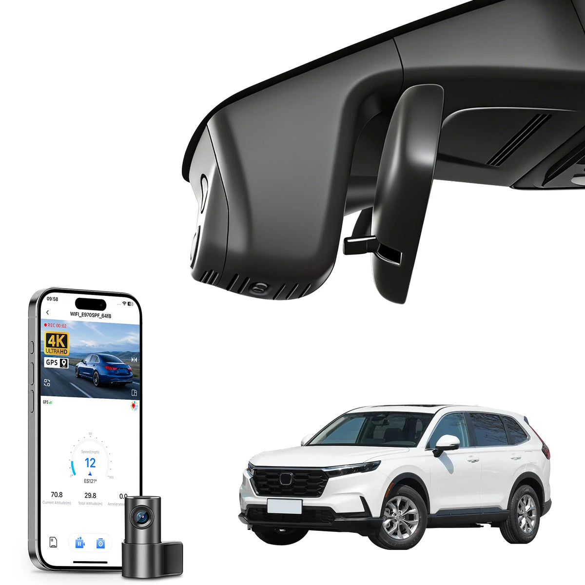 Mangoal 4K Dash Cam for Honda CR-V & CR-V Hybrid Gen6 Car Camera Recorder 2023-2026 (Model B) Night Vision WiFi & APP GPS