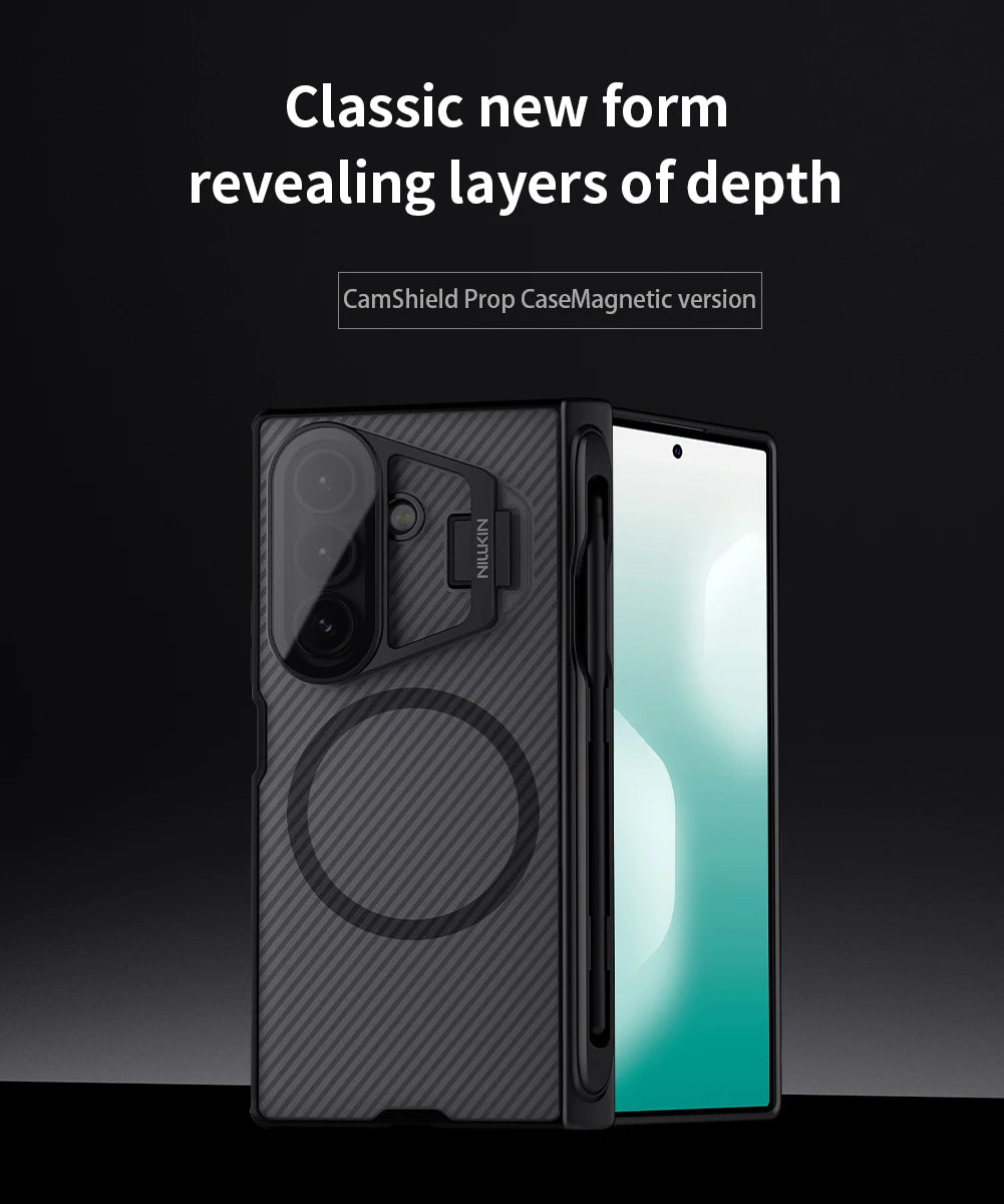 For Samsung Galaxy Z Fold 7 5G Nillkin Magnetic Case with Customs S-Pen Camshield Prop Transparency Camera Stand Cover Case