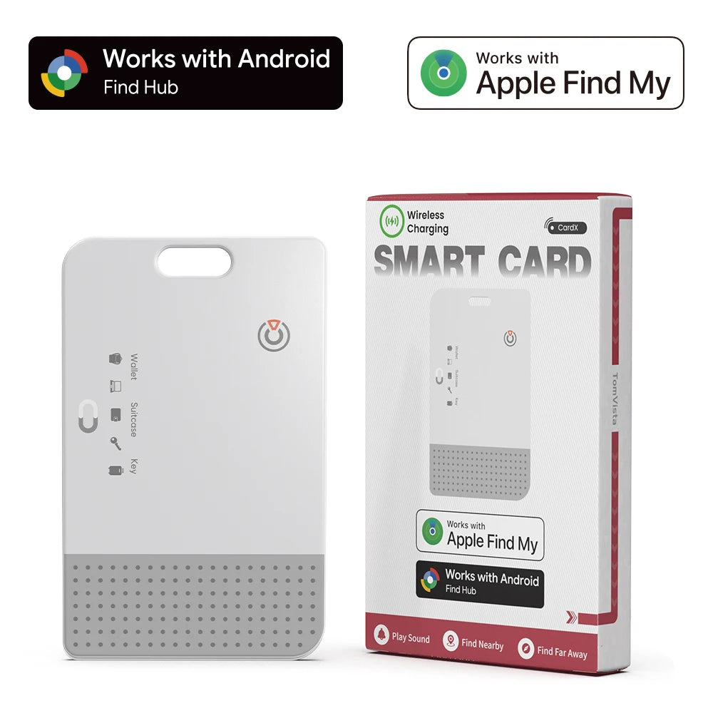 Ultra Thin Smart Tracking Card Wallet Tracker Rechargeable Dual System Item Finder for Apple Find My & Android Find Hub Device