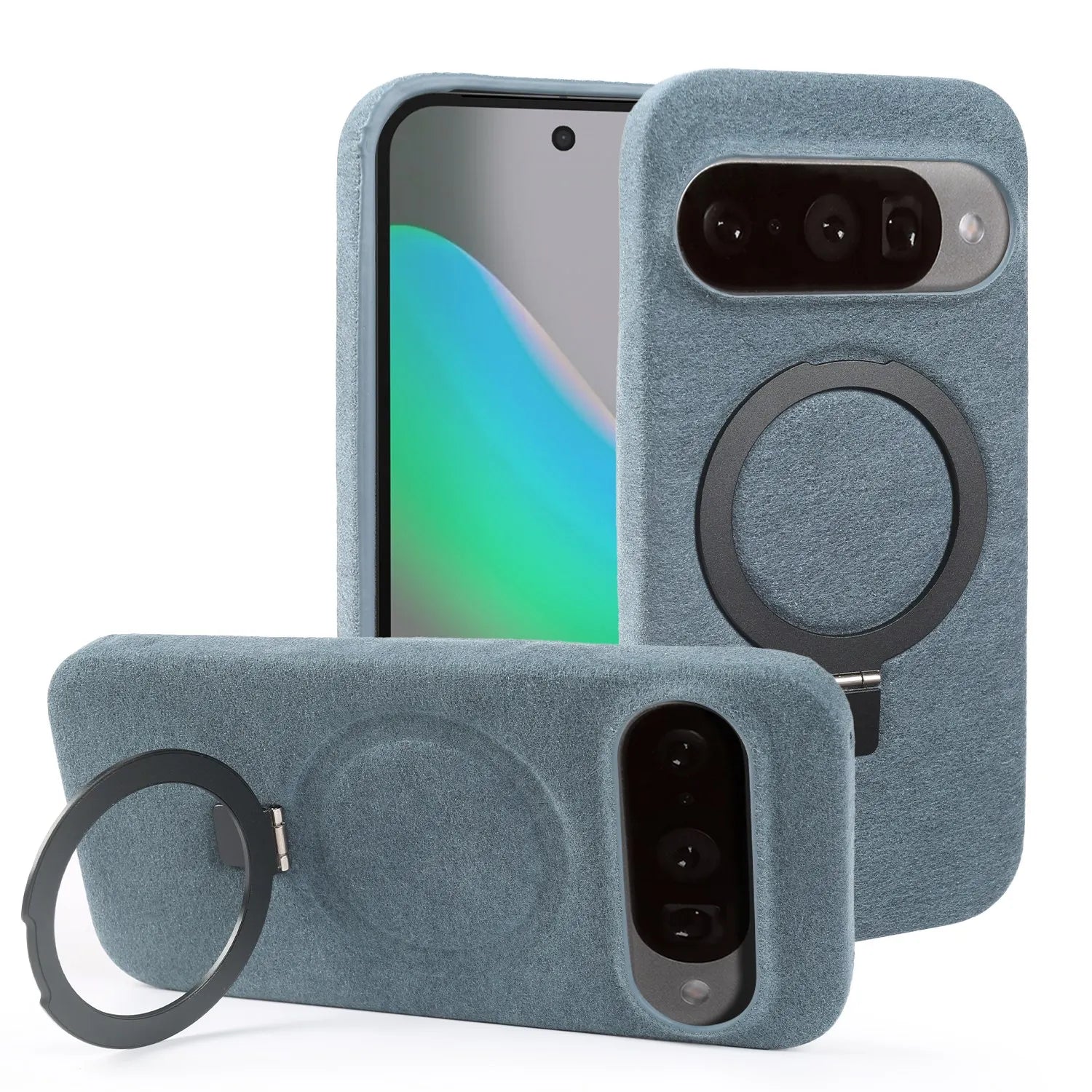 Foldable Bracket Stand Phone Case For Google Pixel 10 Pro 9 8  7 For ALCANTARA Artificial Leather Supercar Suede Kickstand Cases