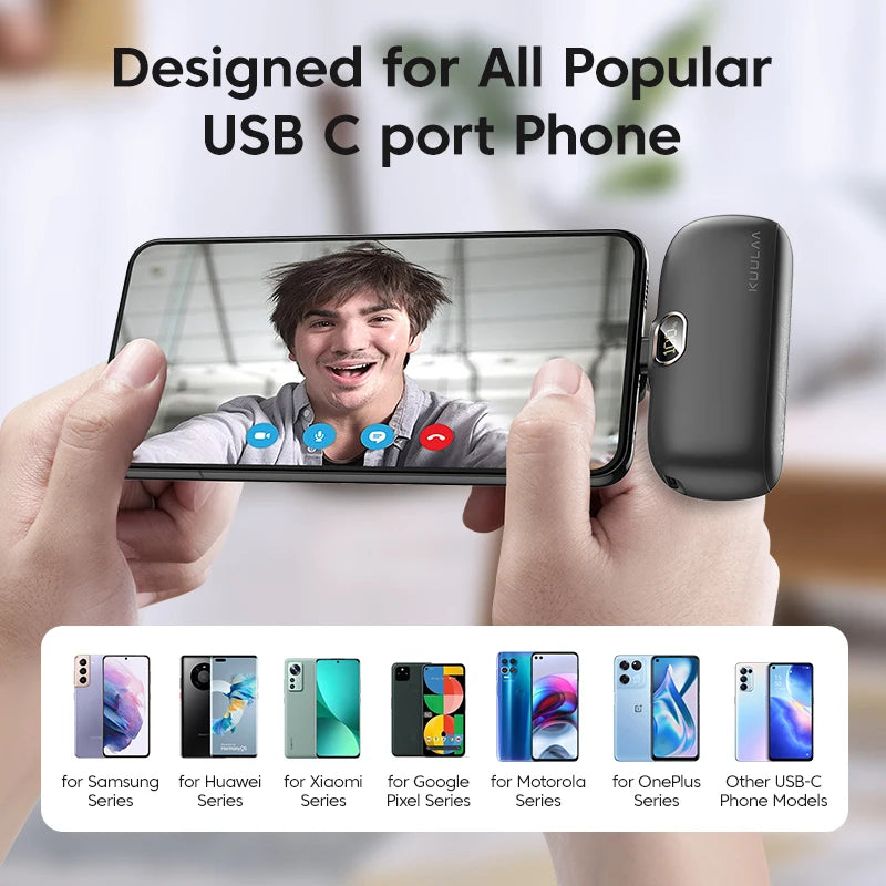 KUULAA Mini Power Bank 5000mAh PowerBank QC PD Fast Charging For iPhone 15 14 13 Batterie Externe Portable Charger For Xiaomi Mi